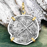 Mel Fisher's Atocha 4 Reale Shipwreck Coin 14K Gold & Sterling Silver Pendant