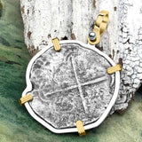 Mel Fisher's Atocha 4 Reale Shipwreck Coin 14K Gold & Sterling Silver Pendant
