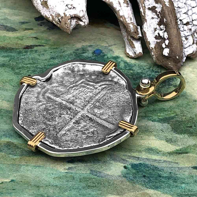 Mel Fisher's Atocha 4 Reale Shipwreck Coin 14K Gold & Sterling Silver Pendant