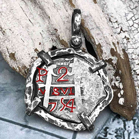 1754 Pirate Era Spanish 2 Reale "Piece of Eight" Sterling Silver TORTUGA COLLECTION Pendant