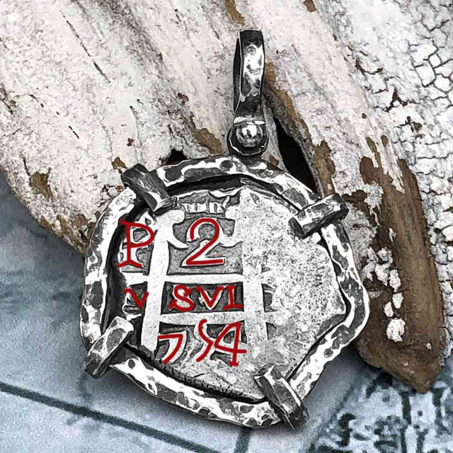 1754 Pirate Era Spanish 2 Reale "Piece of Eight" Sterling Silver TORTUGA COLLECTION Pendant