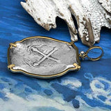 RARE Concepcion Shipwreck Spanish 8 Reale Silver Piece of Eight 14K Gold  Pendant