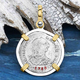 El Cazador Shipwreck 1783 1 Reale 14K Gold & Sterling Silver Treasure Coin Pendant