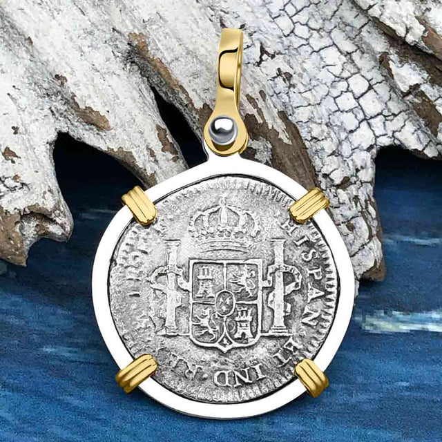 El Cazador Shipwreck 1783 1 Reale 14K Gold & Sterling Silver Treasure Coin Pendant