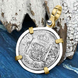 El Cazador Shipwreck 1783 1 Reale 14K Gold & Sterling Silver Treasure Coin Pendant