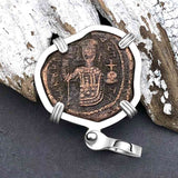 Byzantine Bronze Tetarteron Coin Circa 1143 - Cross of Christ – Sterling Silver Pendant