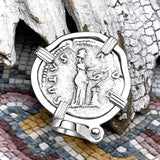 Roman Empire Silver Denarius Coin of Hadrian, the Builder 130 AD Sterling Silver Pendant