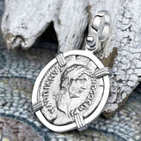Roman Empire Silver Denarius Coin of Hadrian, the Builder 137 AD Sterling Silver Pendant