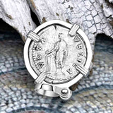 Roman Empire Silver Denarius Coin of Hadrian, the Builder 137 AD Sterling Silver Pendant