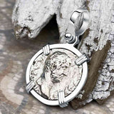 Roman Empire Silver Denarius Coin of Hadrian, the Builder 133 AD Sterling Silver Pendant 
