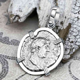 Roman Empire Silver Denarius Coin of Hadrian, the Builder 125 AD Sterling Silver Pendant