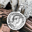 Roman Empire Silver Denarius Coin of Hadrian, the Builder 120 AD 14K White Gold Pendant