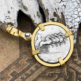 Roman Republic Silver Denarius 86 BC Apollo & Jupiter 14K Gold Pendant