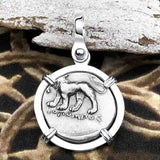 Ancient Greek Lion & Apollo Miletos Silver Drachm 350 BC Sterling Silver Pendant