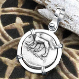 Ancient Greek Lion & Apollo Miletos Silver Drachm 350 BC Sterling Silver Pendant