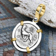 Ancient Greek Lion & Apollo Miletos Silver Drachm 350 BC 14K Gold and Sterling Silver Pendant