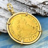 1792 Spanish 22K Gold 8 Escudo Portrait Coin - the Legendary Doubloon - 18K Gold Pendant