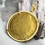 1819 Spanish 22K Gold 8 Escudo Portrait Coin - the Legendary Doubloon - 18K Gold Pendant