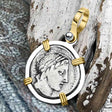 Roman Republic Silver Denarius 86 BC Apollo & Jupiter 14K Gold and Sterling Silver Pendant