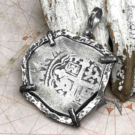 Blackbeard Era 1713 Spanish 8 Reale Cob Piece of 8 Sterling Silver TORTUGA COLLECTION Pendant