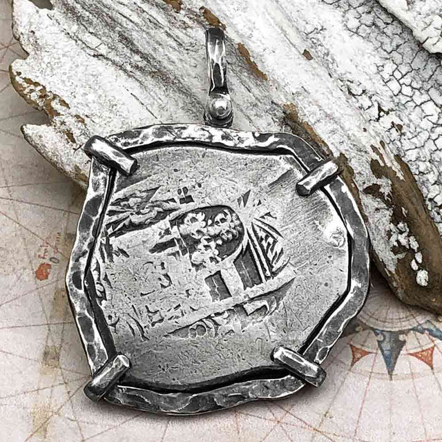 Blackbeard Era 1713 Spanish 8 Reale Cob Piece of 8 Sterling Silver TORTUGA COLLECTION Pendant