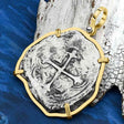Concepcion Shipwreck Spanish 8 Reale Silver Piece of Eight 14K Gold  Pendant