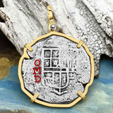 Concepcion Shipwreck Spanish 8 Reale Silver Piece of Eight 14K Gold  Pendant