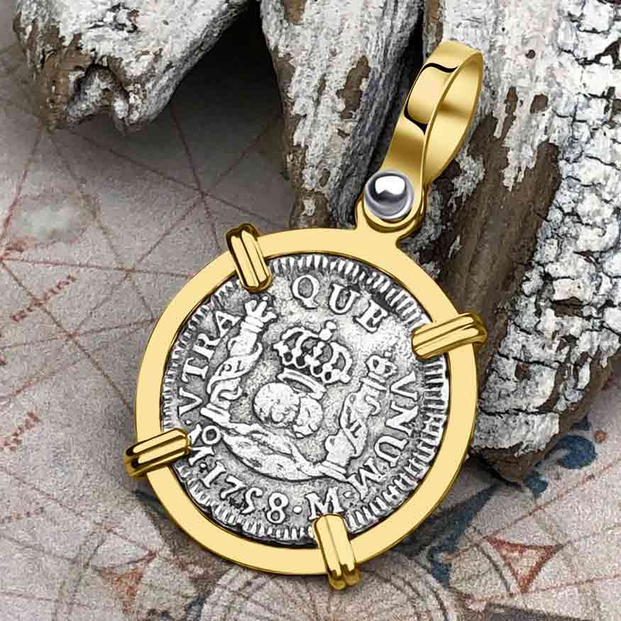 Pirate Piece Of Eight Necklace Pirate Era 1758 Spanish 1/2 Reale