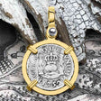 Pirate Era 1752 Spanish 1/2 Reale Piece of Eight Pillar Dollar Style Pendant in 14K Gold