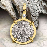 Pirate Era 1739 Spanish 1/2 Reale Piece of Eight Pillar Dollar Style Pendant in 14K Gold | Artifact #3915