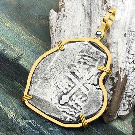 1715 Fleet Shipwreck Rare 8 Reale Piece of Eight 14K Gold Pendant - the Cobb Coin Company Collection