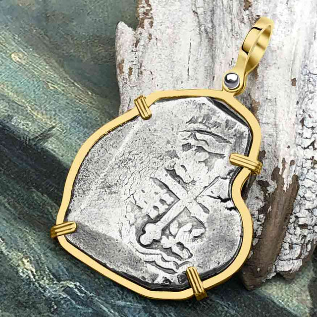 1715 Fleet Shipwreck Rare 8 Reale Piece of Eight 14K Gold Pendant - the Cobb Coin Company Collection