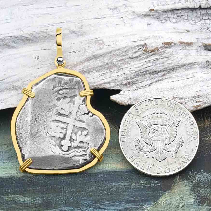 1715 Fleet Shipwreck 8 Reale Piece of Eight 14K Gold Pendant