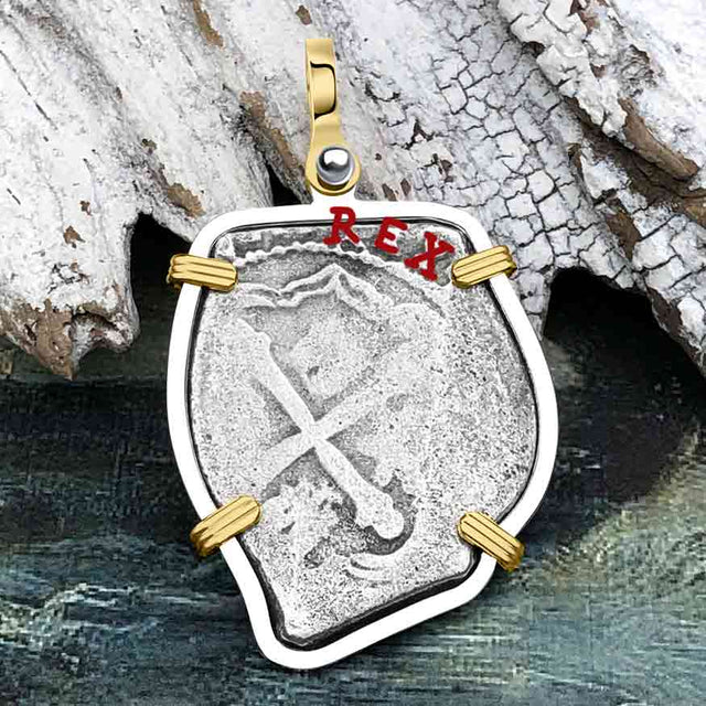 1715 Fleet Shipwreck 4 Reale Piece of Eight 14K Gold Pendant - NASA Frank Vaughn Collection