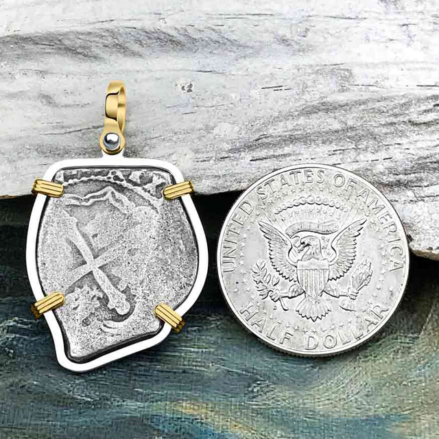 1715 Fleet Shipwreck 4 Reale Piece of Eight 14K Gold Pendant - NASA Frank Vaughn Collection