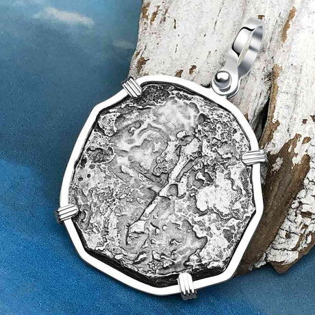 Concepcion Shipwreck 4 Reale Silver Piece of 8 Sterling Silver Pendant