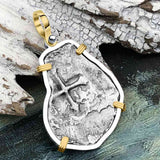 Concepcion Shipwreck 4 Reale Silver Piece of 8 14K Gold & Sterling Silver Pendant