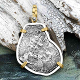 Concepcion Shipwreck 4 Reale Silver Piece of 8 14K Gold & Sterling Silver Pendant