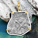Concepcion Shipwreck 4 Reale Silver Piece of 8 14K Gold & Sterling Silver Pendant | Artifact #4011