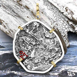 Concepcion Shipwreck 8 Reale Silver Piece of 8 14K Gold and Sterling Silver Pendant