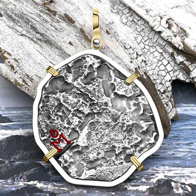 Concepcion Shipwreck 8 Reale Silver Piece of 8 14K Gold and Sterling Silver Pendant