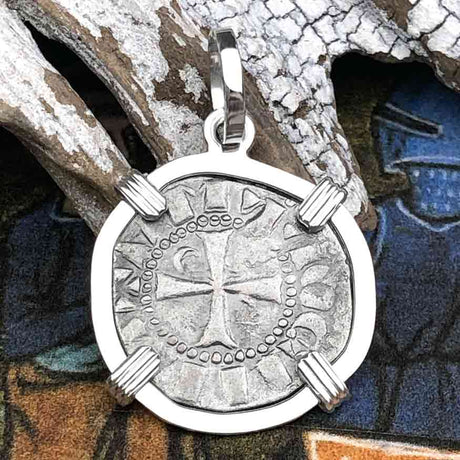 Templar Knights Era Antioch Crusader Medieval Silver Denier Helmet Head Coin of the Crusades Sterling Silver Pendant