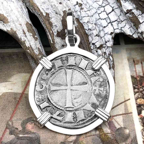 Templar Knights Era Antioch Crusader Medieval Silver Denier Helmet Head Coin of the Crusades Sterling Silver Pendant