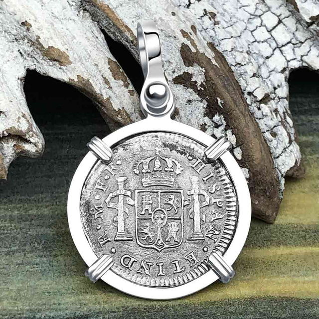 El Cazador Shipwreck 1783 1/2 Reale Piece of 8 Sterling Silver Pendant