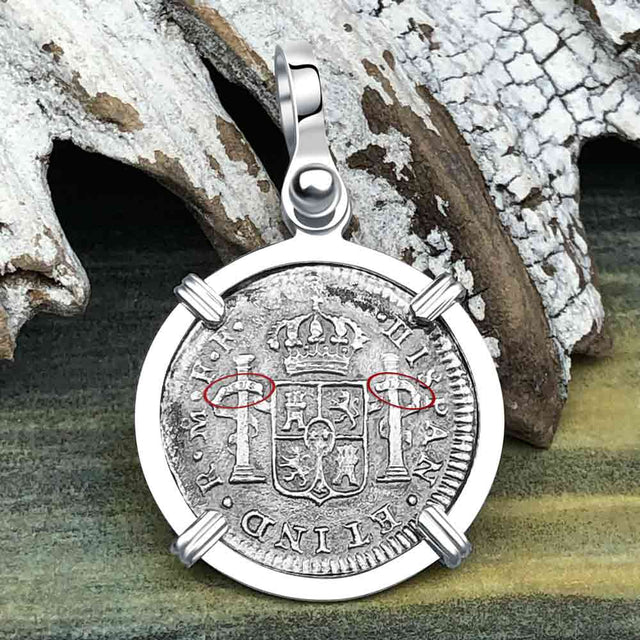El Cazador Shipwreck 1783 1/2 Reale Piece of 8 Sterling Silver Pendant