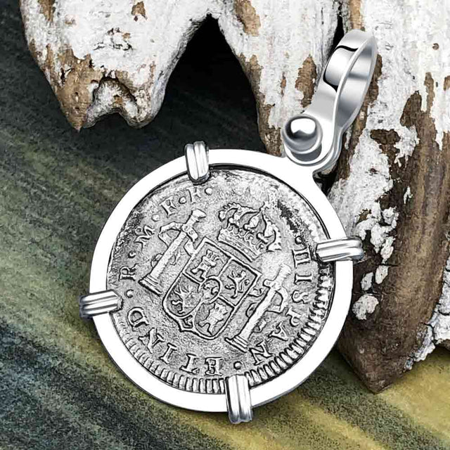 El Cazador Shipwreck 1783 1/2 Reale Piece of 8 Sterling Silver Pendant