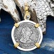 El Cazador Shipwreck 1783 1/2 Reale Piece of 8 14K Gold and Sterling Silver Pendant
