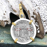 El Cazador Shipwreck 1783 1/2 Reale Piece of 8 14K Gold and Sterling Silver Pendant