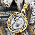 Roman Empire Silver Denarius Coin of Marcus Aurelius, the Philosopher Warrior 180 AD 14K Gold Pendant
