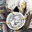 Roman Empire Silver Denarius Coin of Marcus Aurelius, the Philosopher Warrior 168 AD 14K Gold and Sterling Silver Pendant